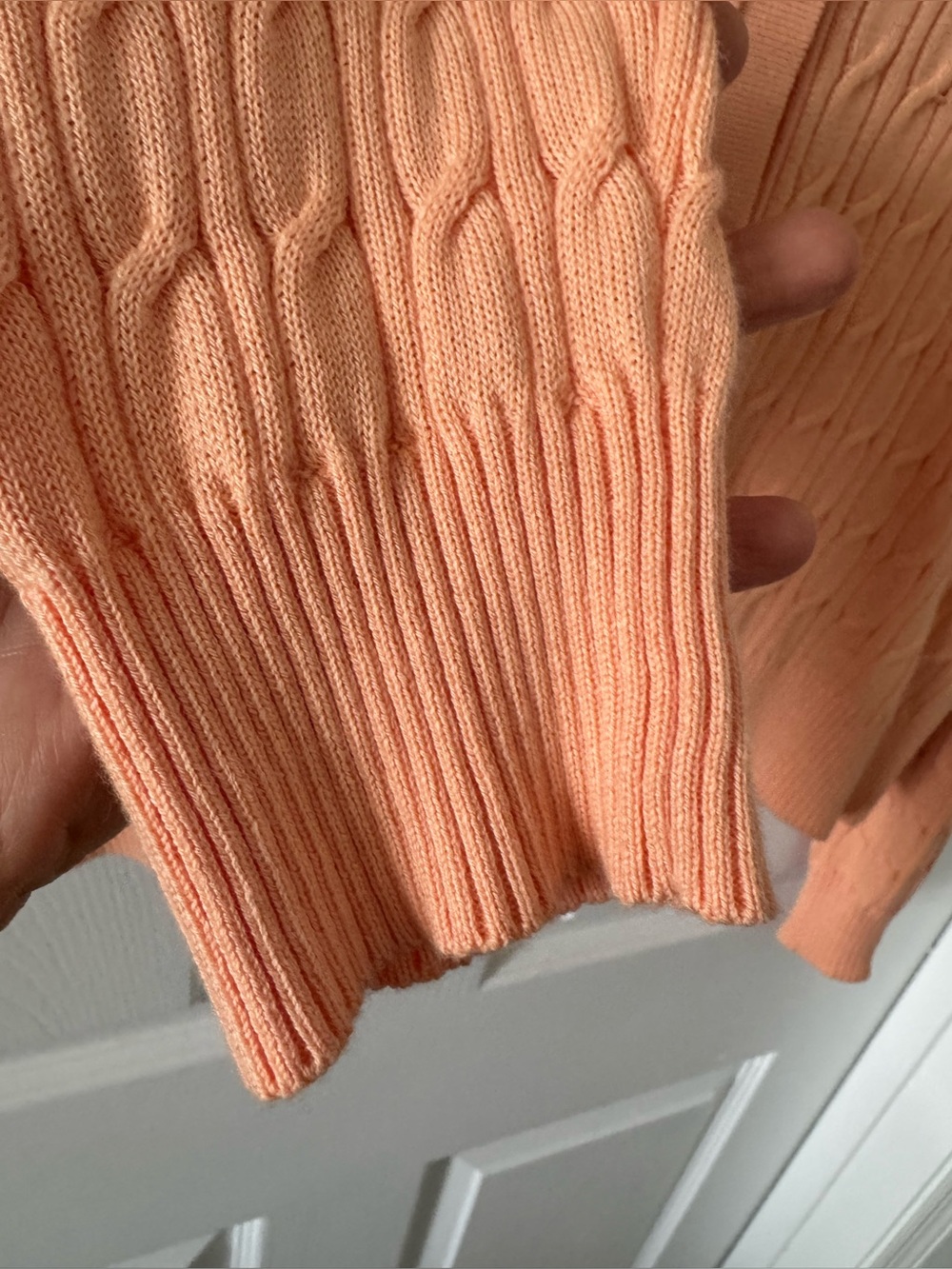 Margaret O’Leary Peach Cable Knit Button-Front Women’s Sweater - Picture 5 of 6